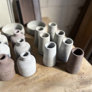 rough cast, stone cast, stone composite, cast stone vases flowers